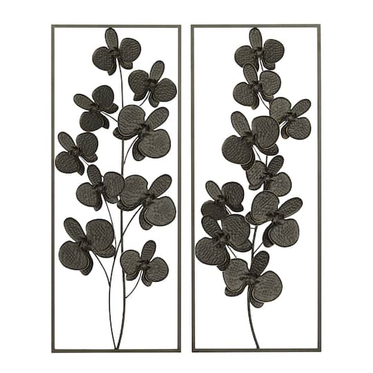 Black Floral Contemporary Wall D&#xE9;cor Set